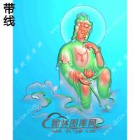 玉雕手持莲花自在坐云观音挂件带线精雕图（ZGY-546)