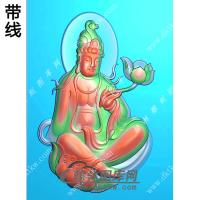 玉雕手持莲花坐观音挂件带线精雕图（ZGY-478)