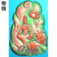 玉雕随形莲花荷叶坐观音挂件带线精雕图（ZGY-482)