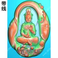 玉雕随形莲花悟道手托净瓶坐观音挂件带线精雕图（ZGY-540)