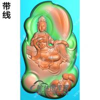 玉雕随形莲花自在坐观音挂件带线精雕图（ZGY-483)