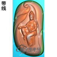 玉雕随形手托净瓶自在坐观音挂件带线精雕图（ZGY-635)