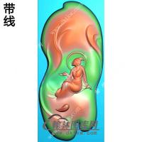 玉雕随形自在坐观音挂件精雕图（ZGY-500)