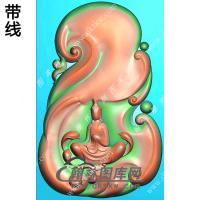 玉雕随形坐莲无相观音挂件带线精雕图（ZGY-614)