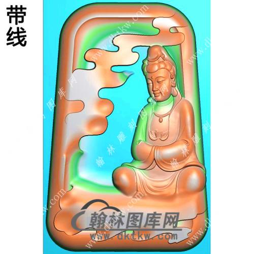 玉雕梯形凹底侧坐观音挂件精雕图（ZGY-605)