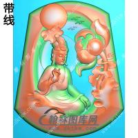 玉雕梯形凹底莲花坐观音挂件带线精雕图（ZGY-596)