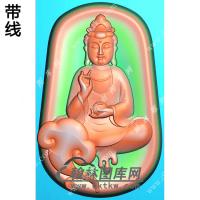 玉雕梯形凹底如意坐观音挂件带线精雕图（ZGY-612)