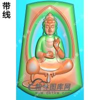 玉雕梯形凹底正坐观音挂件带线精雕图（ZGY-606)