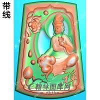 玉雕梯形凹底禅字莲花侧坐观音挂件带线精雕图（ZGY-608)