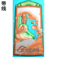玉雕梯形仿古牌头香炉侧坐观音挂件带线精雕图（ZGY-468)