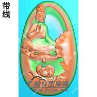 玉雕椭圆凹底莲花坐观音挂件带线精雕图（ZGY-591)