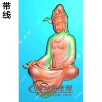 玉雕坐观音挂件带线精雕图（ZGY-579)