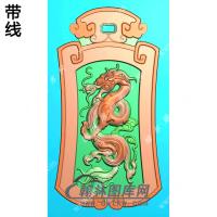 仿古龙凤对牌挂件精雕图（GLF-210)