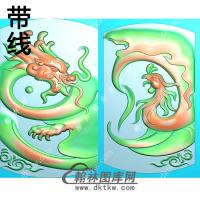 弧面龙凤对牌带线精雕图（GLF-105)