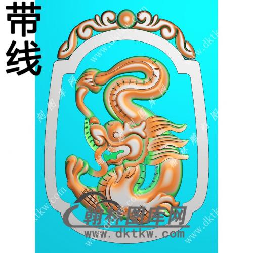 龙凤对牌挂件带线000精雕图（GLF-611)