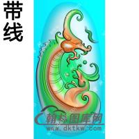 椭圆仿古龙凤挂件带线精雕图（GLF-606)