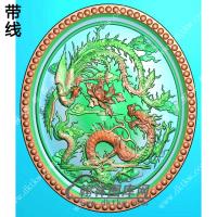椭圆龙凤挂件带线精雕图（LF-365)