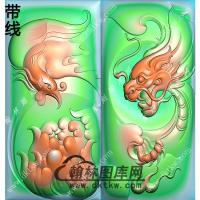 玉雕龙凤对牌带线精雕图（LF-375)