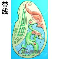 青龙仿古牌挂件带线精雕图（GLF-113)
