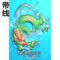 玉雕带鳞龙牌46牌挂件带线精雕图（GLF-153)
