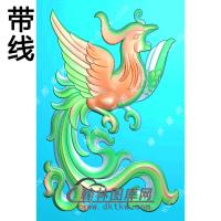 玉雕单只凤凰挂件带线精雕图（GLF-139)