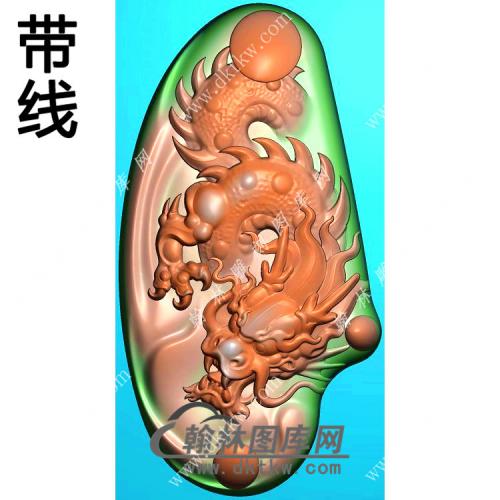 玉雕随形龙牌挂件带线精雕图（GLF-180)