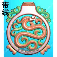 玉雕圆形镂空仿古草龙挂件带线精雕图（GLF-132)