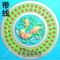 圆形乳丁仿古龙挂件带线精雕图（GLF-109)