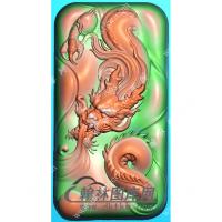 玉雕大头盘龙牌挂件精雕图（GLF-529)