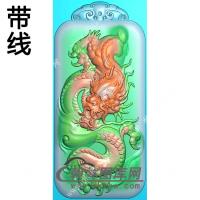 玉雕卷云牌头龙牌挂件带线精雕图（GLF-530)