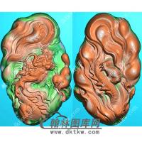 玉雕双面随形龙牌挂件扫描图精雕图（GLF-486)