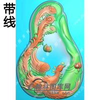 玉雕随形凤凰挂件带线精雕图（GLF-458)