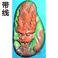 玉雕随形龙牌挂件带线精雕图（GLF-525)