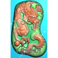 玉雕随形龙牌挂件精雕图（GLF-538)