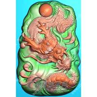 玉雕随形龙牌挂件精雕图（GLF-539)