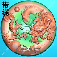 圆形凹底龙牌挂件带线精雕图（GLF-477)
