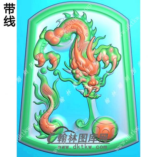 凹底大头龙牌挂件精雕图（LF-338)