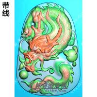 大头盘龙挂件带线精雕图（LF-335)