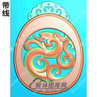 仿古镂空草龙挂件带线精雕图（LF-314)