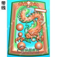 梯形凹底龙牌挂件带线精雕图（LF-346)