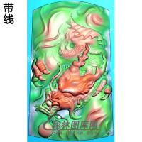 玉雕龙牌挂件精雕图（LF-354)