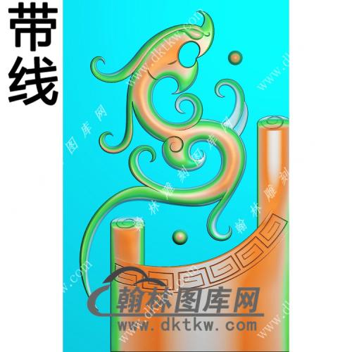 仿古龙牌挂件带线精雕图（GLF-608)