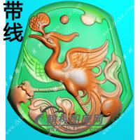 玉雕凤凰挂件带线精雕图（GLF-572)