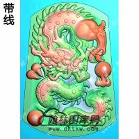 凹底龙牌挂件带线精雕图（LF-391)