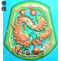 凹底龙牌挂件带线精雕图（LF-399)