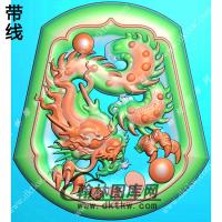 凹底龙牌挂件带线精雕图（LF-400)