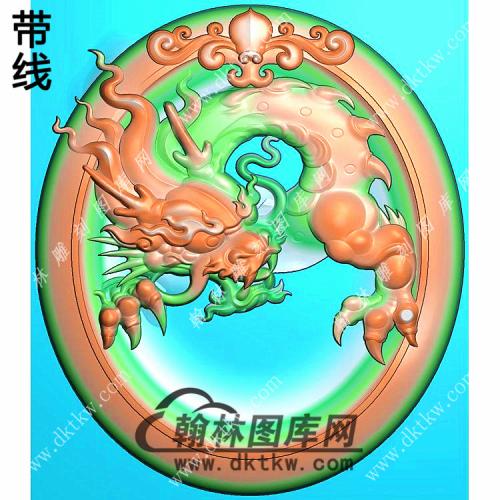 椭圆凹底龙牌挂件带线精雕图（LF-405)