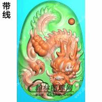 椭圆大头龙牌挂件带线精雕图（LF-394)