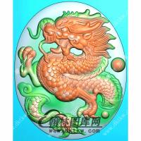 椭圆带鳞龙牌挂件精雕图（LF-387)