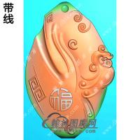 玉雕随形福字仿古龙牌挂件带线精雕图（GLF-041)